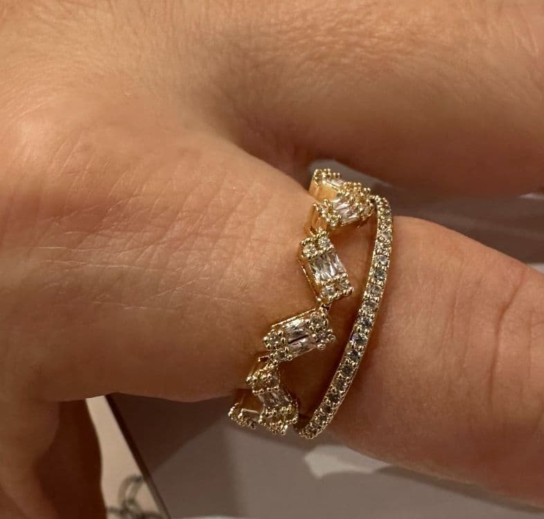 Sarı Altın Kaplama Çelik Taşlı Yüzük