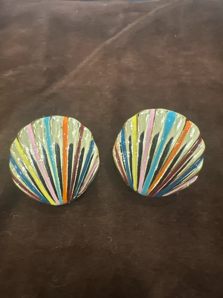 Mavi Yeşil Tonlu Çok Katmanlı Küpe